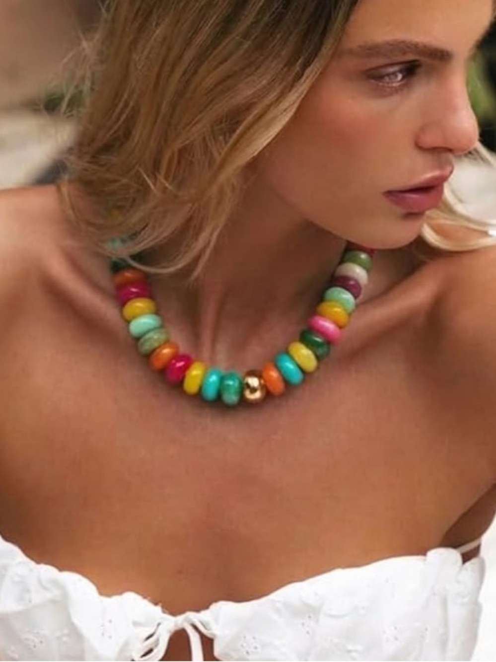 Trendy Multicolor Bead Statement Necklace